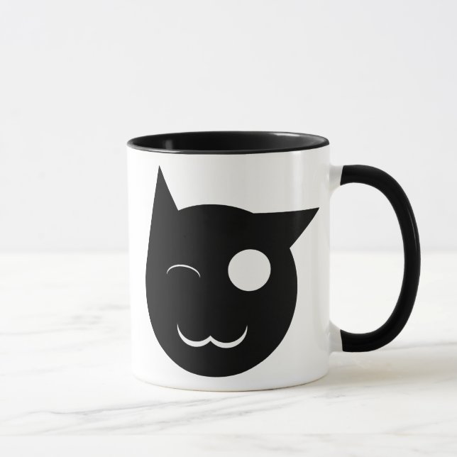 Cligner de l'oeil la tasse de chat noir (Droite)