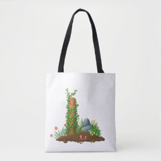 Climbing Plant Totem Tote Bag with Sunny Pun Back
