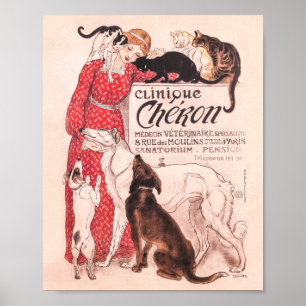 Clinique Cheron Vintage Chien Chat Steinlen Poster