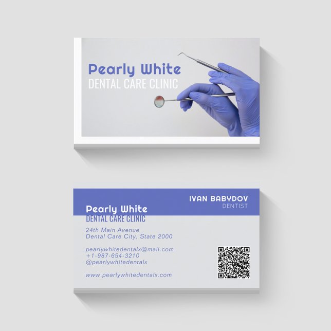 Clinique de soins dentaires Carte de visite blanc (Créateur téléchargé)