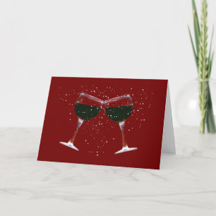 Clinking Red Wine Glasses dans la carte de vacance