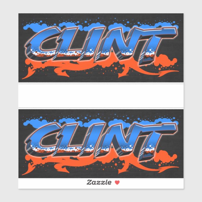 Clint prénom nom graffiti autocollant sticker (Feuille)