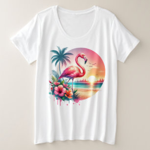 Clipart coucher de soleil Flamant rose rose