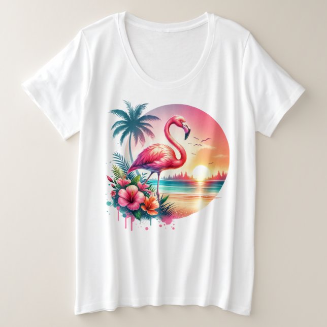 Clipart coucher de soleil Flamant rose rose (Design devant)