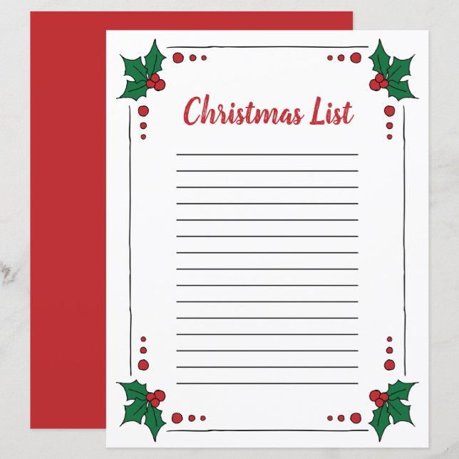 Clipart Feuille Holly - Page de Noël Clipart Bordu (Devant / Derrière)