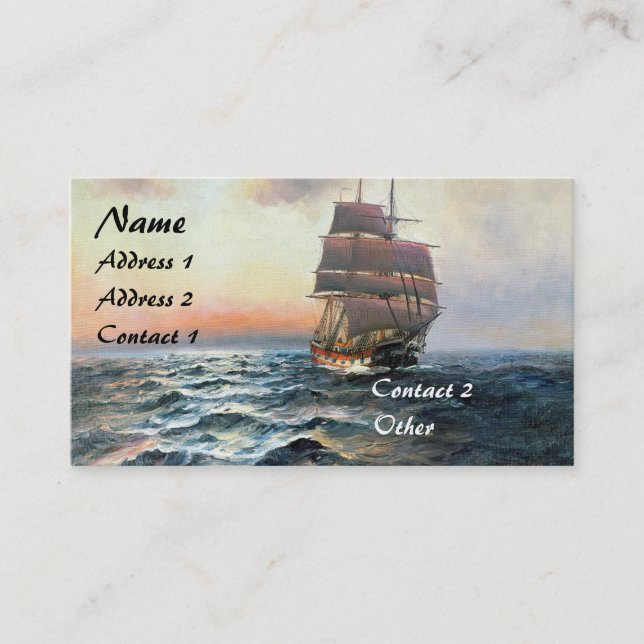 Clipper Ship Ocean Sailing Seas Cartes de visite (Devant)