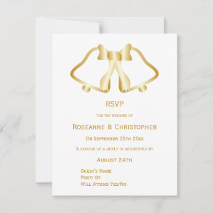 Cloches Et Ruban De Cartes RSVP Gold Wedding