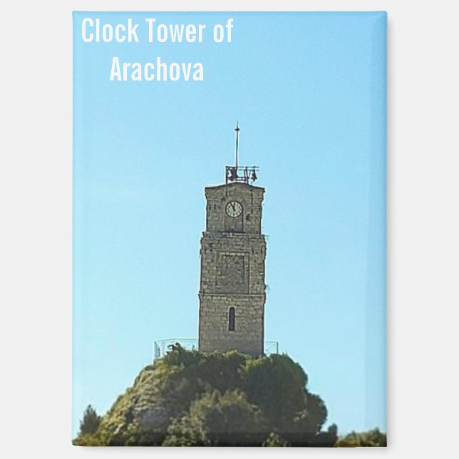 Clock Tower of Arachova Greece Magnet (Recto)