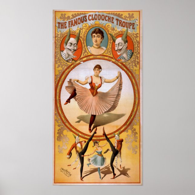 CLODOCHE TROUPE French CircusAct VAUDEVILLE Poster (Devant)