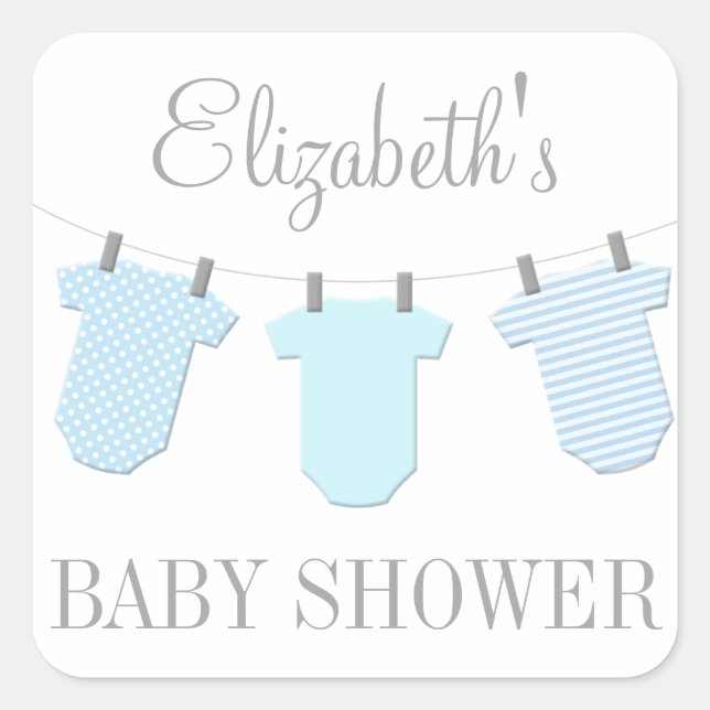 Clothesline Baby Blues Sticker Baby shower garçon (Devant)