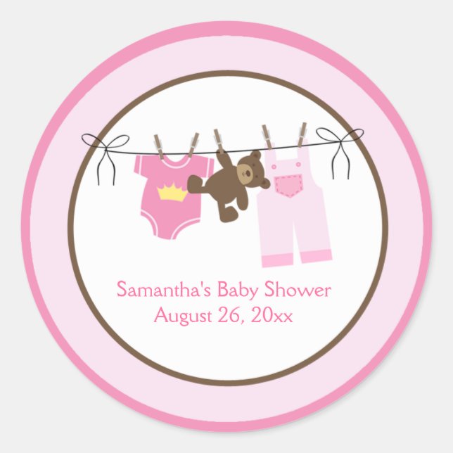 Clothesline Baby Girl CIRCLE Personnalisé Stickers (Devant)