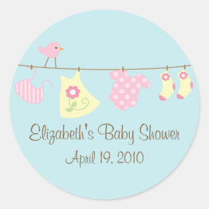 Clotheslines Bébé Girl Sticker Baby shower
