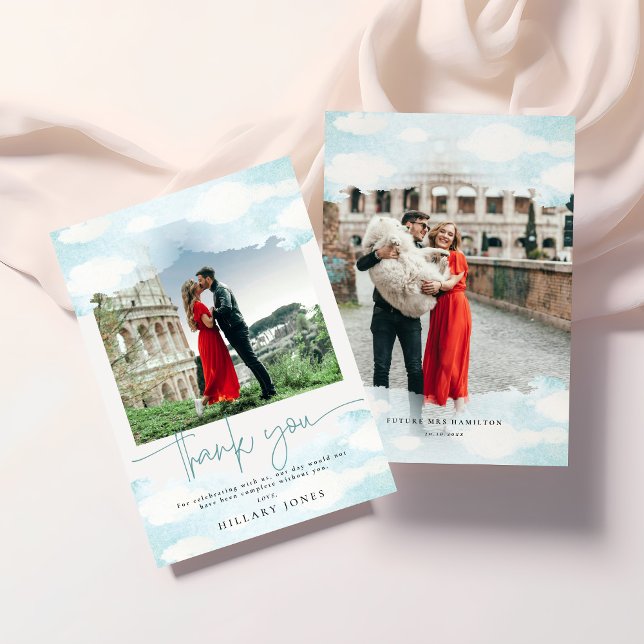 Cloud 9 Bleu et blanc Carte de remerciements de dé (Créateur téléchargé)