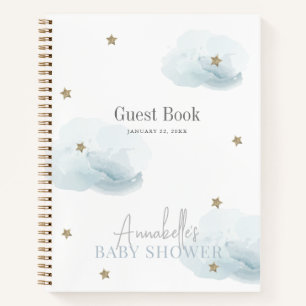 Cloud 9 Gold Stars Blue Boy Baby shower Livre d'or