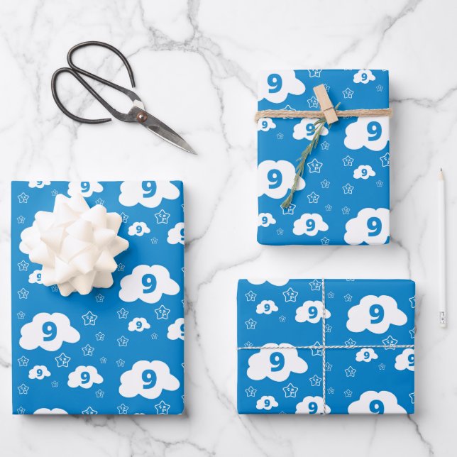 Cloud 9 Papier à enveloppement Plat Set de 3 (Recto)