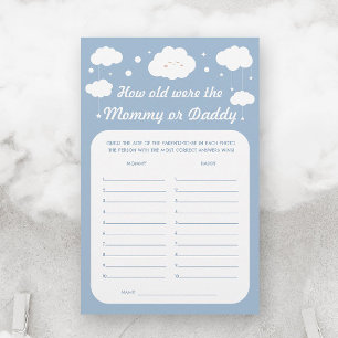 Cloud Baby shower Jeu Devinez Age Maman Papa Bleu