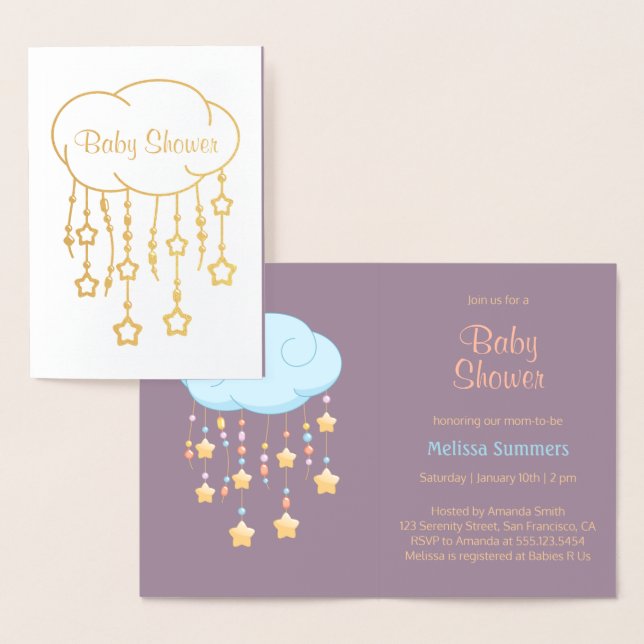 Cloud Beads Stars Mobile Baby shower Invitation (Affichage)