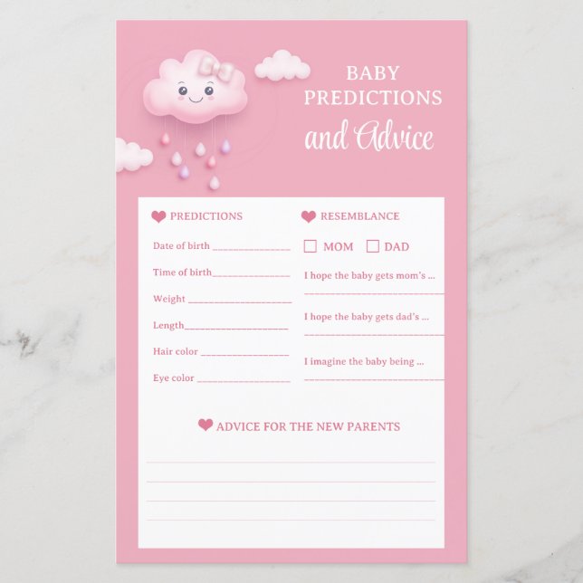 Cloud blanc ciel rose 9 Jeu de prédictions et de c (Devant)