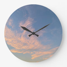 Cloud bleu gris rose pastel Horloge murale