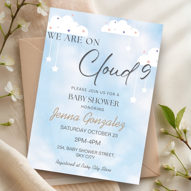 Cloud Neuf 9 Sky Baby Boy Baby shower Invitation (Cloud Nine 9 Sky Baby Boy Baby Shower Invitation)