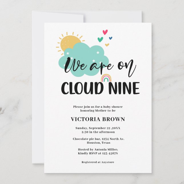 Cloud NIne Baby Shower Invitation (Devant)