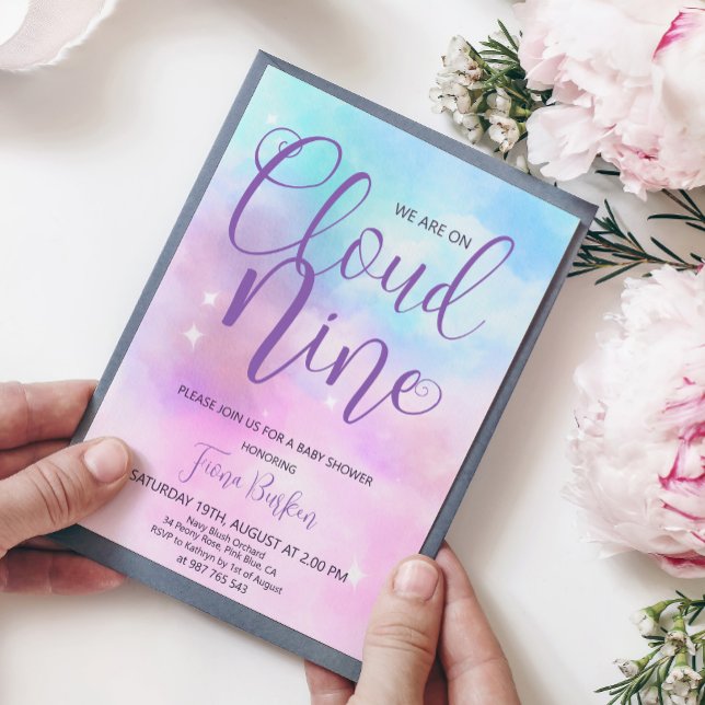 Cloud Nine Invitation Baby shower fille. (Créateur téléchargé)