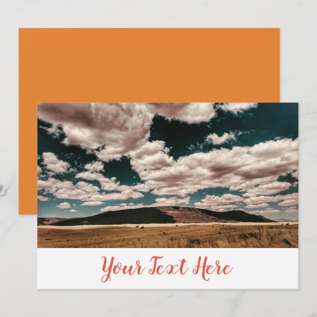 Cloudy Day Field Mountains Invitation Card (Devant / Derrière)