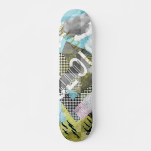Cloudy people b collage artwork skateboard