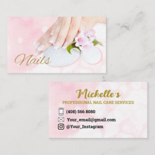 Clous Carte de visite Manucure minimaliste rose