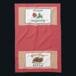 Clover Farm Étiquette serviette de cuisine<br><div class="desc">étiquette vintage sur une serviette de cuisine de style champêtre. Image © Johan92100@flickr.</div>