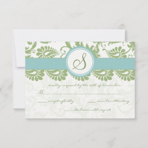 Clover Green et Aqua Mariage damassé RSVP