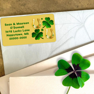 Clovers et Lucky Horseshoes Large Étiquette de adr