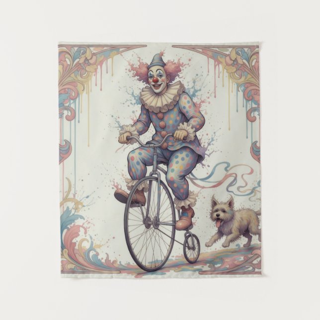 Clown à vélo Tapisserie (Devant)