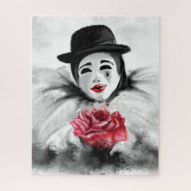 Clown avec Puzzle Rose - Peinture (Vertical)