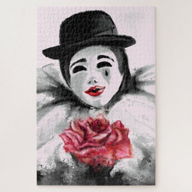 Clown avec Rose Jigsaw Puzzle Gift - Peinture (Vertical)