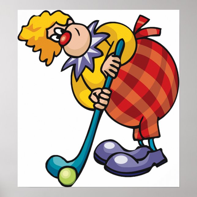 Clown Hockey Funny Sport Poster (Devant)