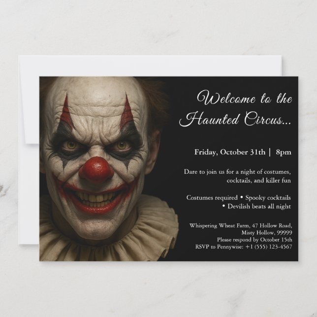 Clown Tueur | Invitation à une soirée costumée d'H (Devant)