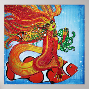 Clownfish Mermaid Poster