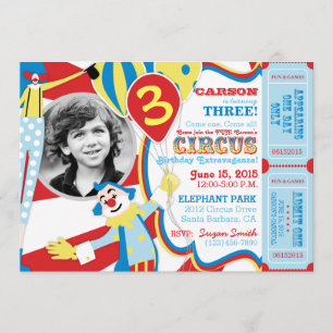 Clowns de cirque Carnaval Invitation Anniversaire