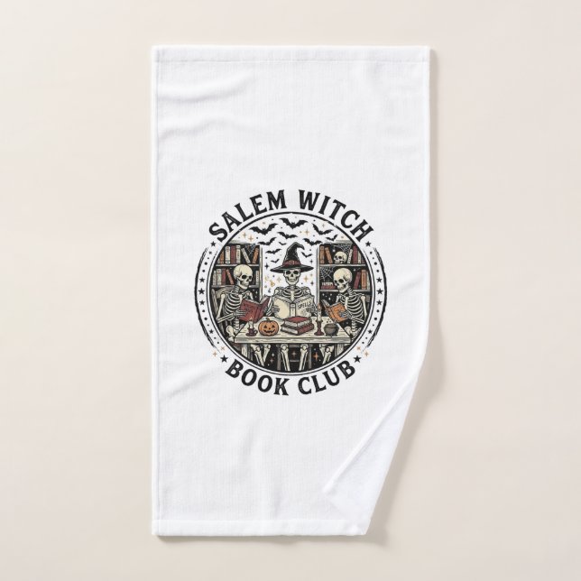 Club de lecture de Salem Witch Livre Squelette Vin (Serviette à main)