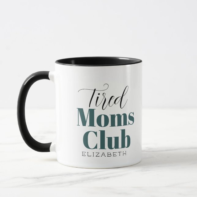 Club maman fatigué Calligraphie monogramme tasse à (Gauche)