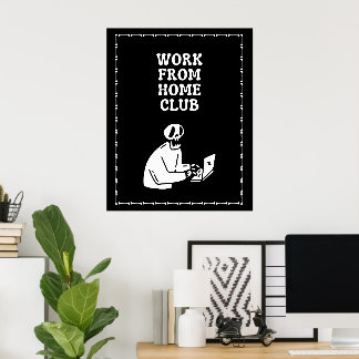 Club Travail à Domicile Affiche Squelette Noir 60x