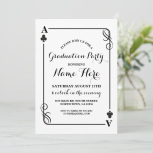 Clubs Jouer Carte Vegas Graduation Party Invitatio