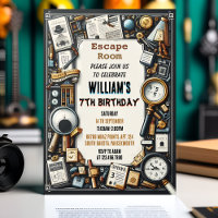 Clue Spy Escape Room 7th Birthday Invitation