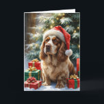 Clumber Spaniel Chien Noël Carte de voeux<br><div class="desc">Vivez un tourbillon de vacances amusant avec ce chien de Noël de conception ludique! Plein d'énergie festive,  il capture la joie de la saison avec un thème fantasque et chaleureux,  parfait pour répandre la joie.</div>