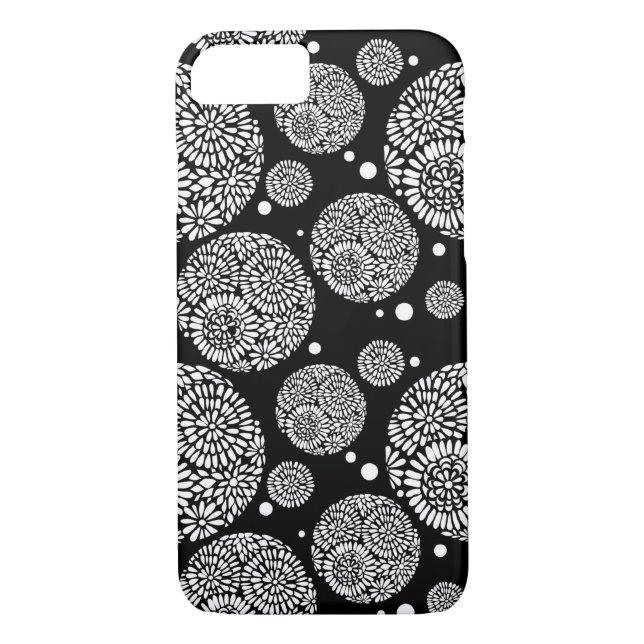 Clusters à fleurs noir et blanc iPhone 7 Coque (Dos)