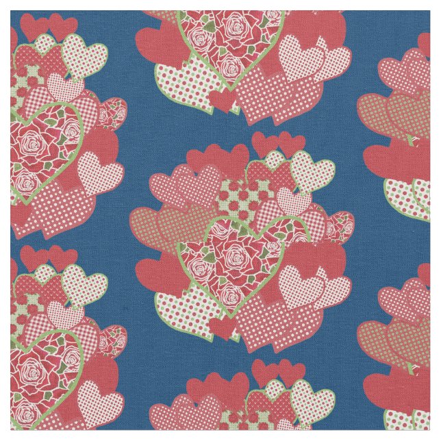 Clusters de Coeurs et Roses Rouges tissu personnal (Fermer)