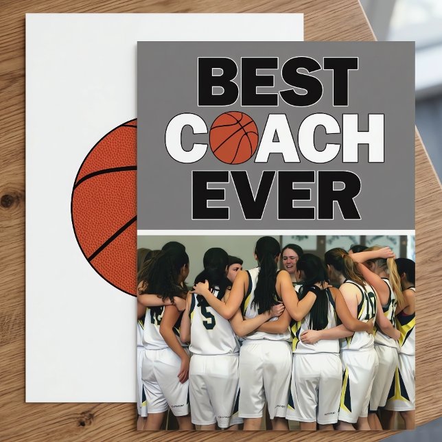 Coach Basketball Meilleur Jamais Photo Merci Perso (Personalized basketball coach thank you cards with your own custom photo. )