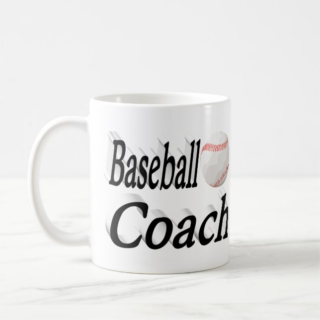 Coach de baseball demi-texte Café Mug (Gauche)