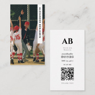 Coach de baseball photo Code QR Carte de visite